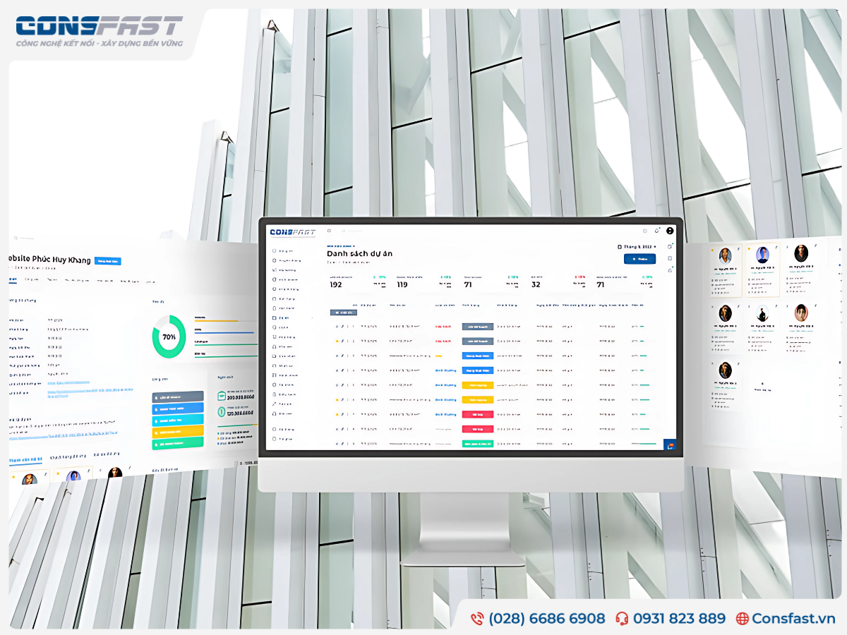 Giao diện phần mềm quản lý dự án Consfast
